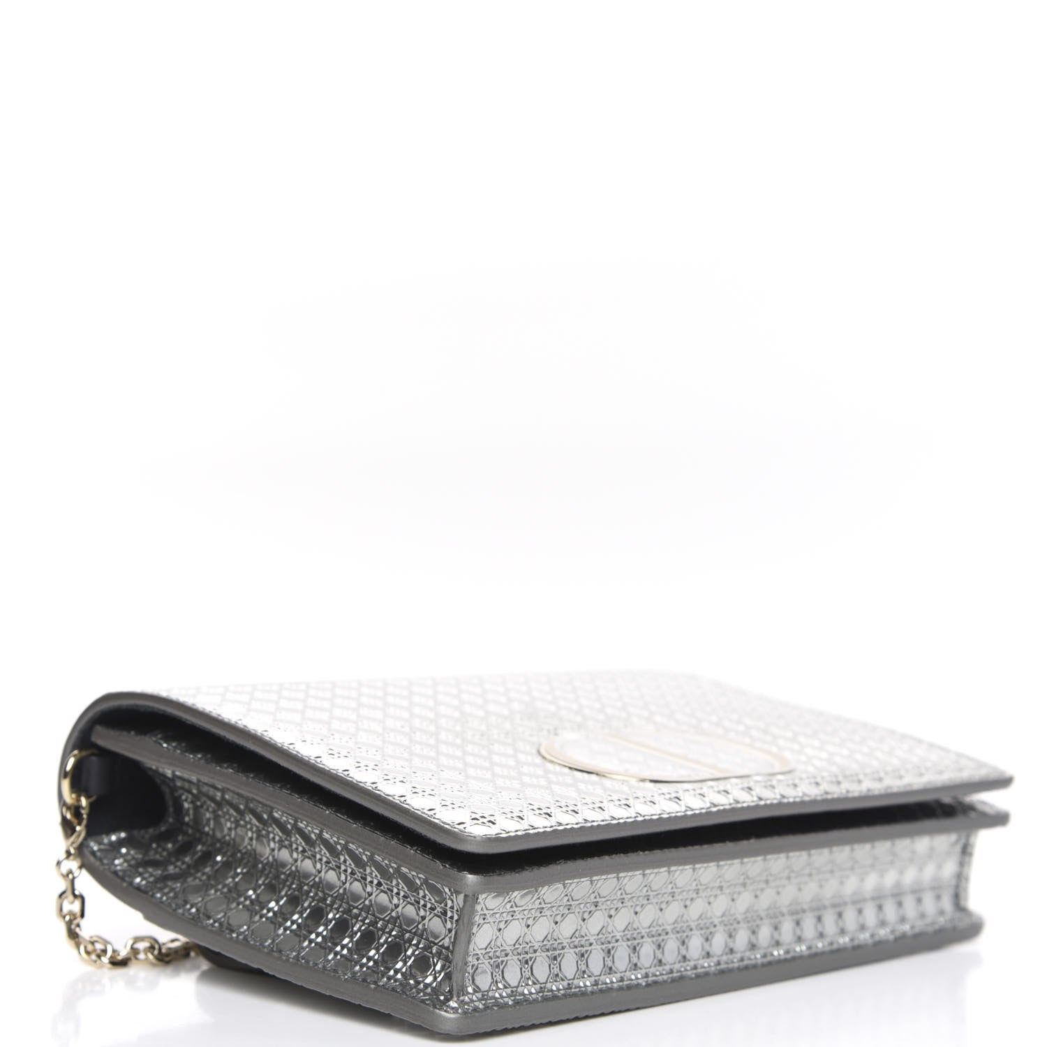 Christian Dior Metallic Patent Micro-Cannage 30 Montaigne 2 in 1 Pouch Silver 5 of 9