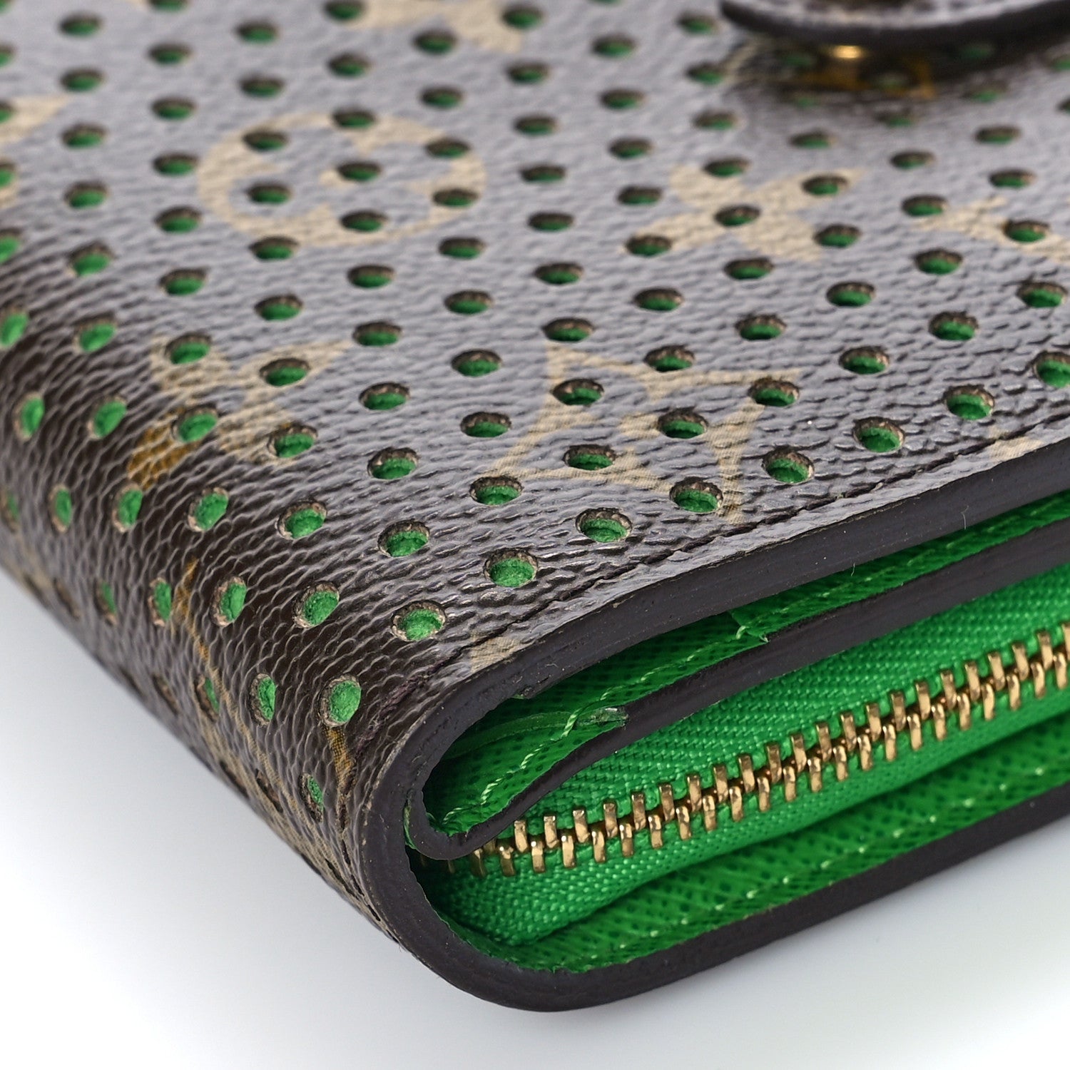 Louis Vuitton Monogram Perforated Compact Zipped Wallet Green 8 of 11