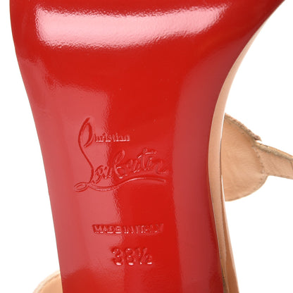 Christian Louboutin Studded Lame Metallic Patent Kaleitop 85 T-Strap Sandals 38.5 Doudou 6 of 8