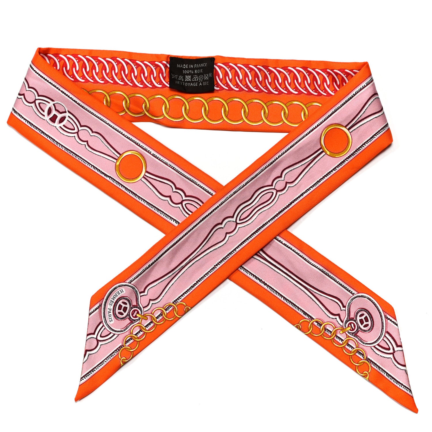 Hermes Silk Maillons Twilly Orange Vieux Rose Gold 1 of 4