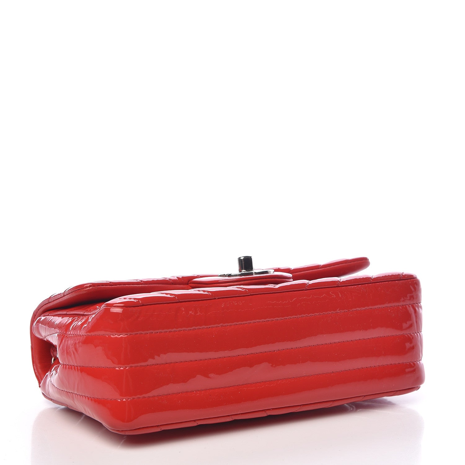 Chanel Patent Calfskin Chevron Quilted Mini Rectangular Flap Red 4 of 11