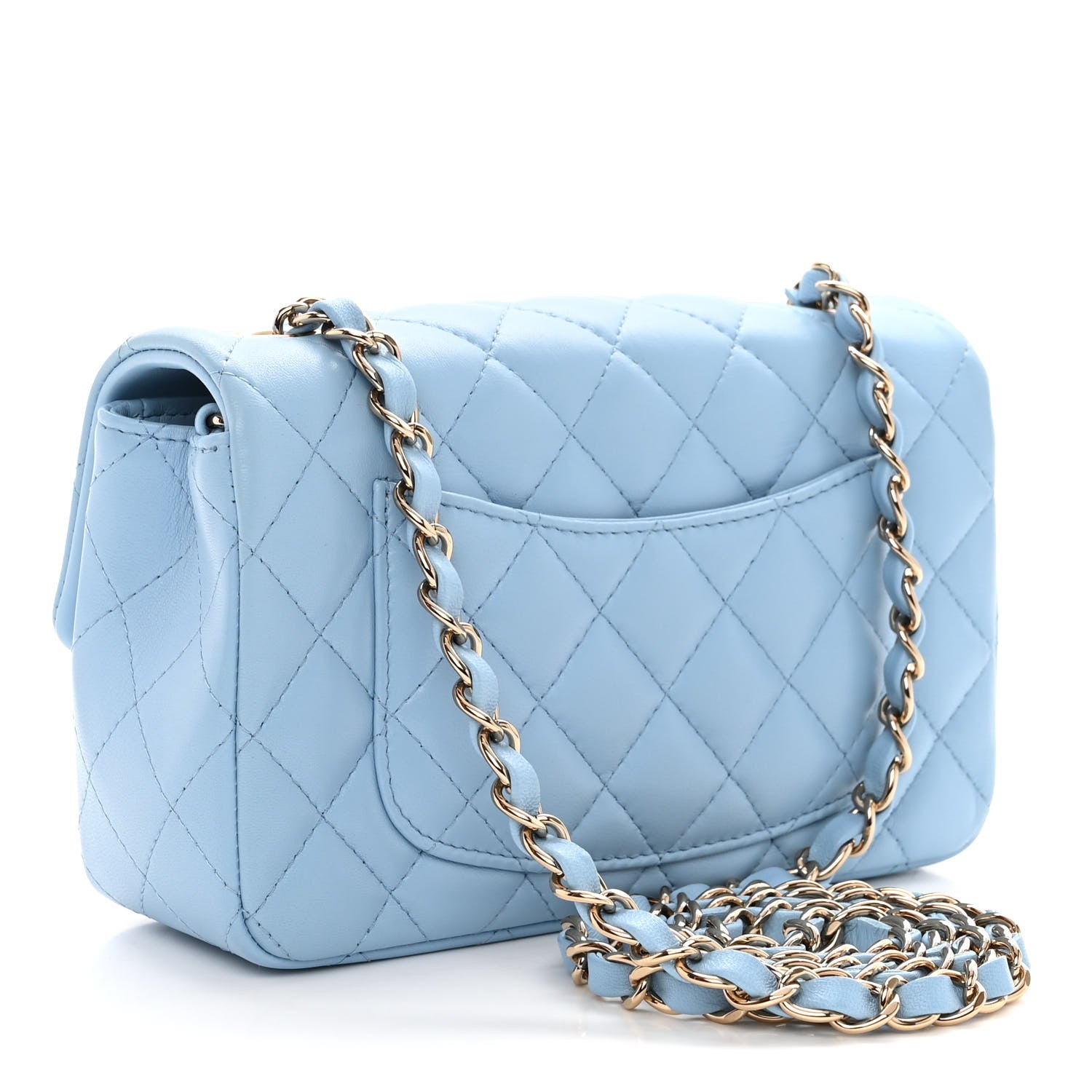 Chanel Lambskin Quilted Mini Rectangular Flap Light Blue 3 of 10