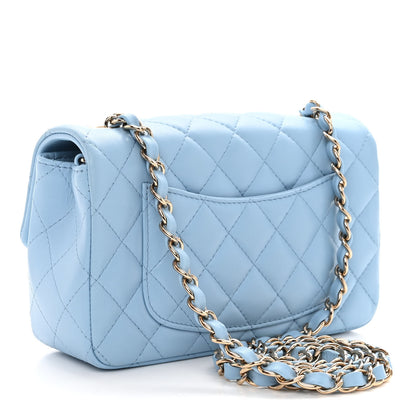Chanel Lambskin Quilted Mini Rectangular Flap Light Blue 3 of 10