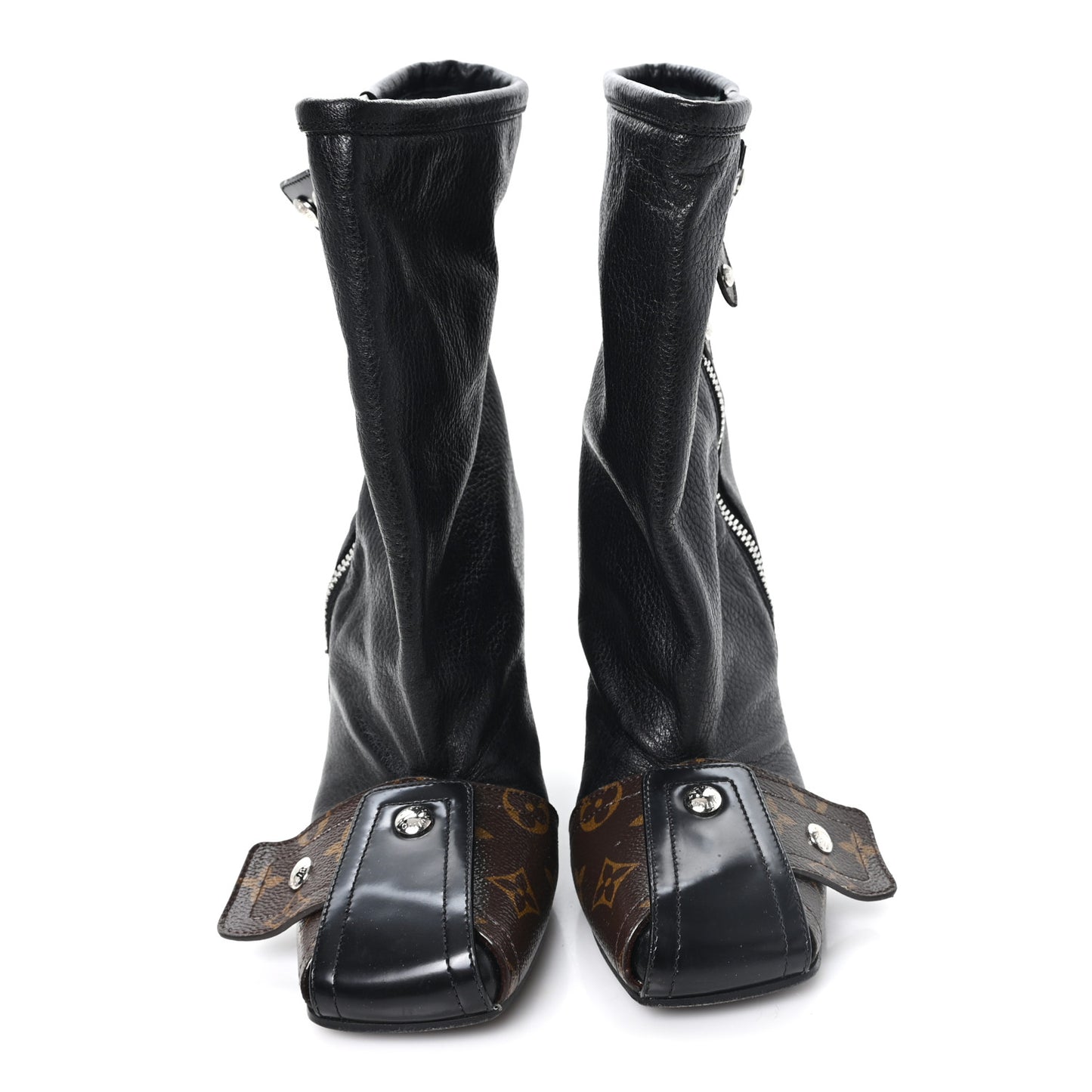 Calfskin Monogram Patti Wedge Half Boots 39 Black