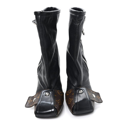 Louis Vuitton Calfskin Monogram Patti Wedge Half Boots 39 Black 3 of 10