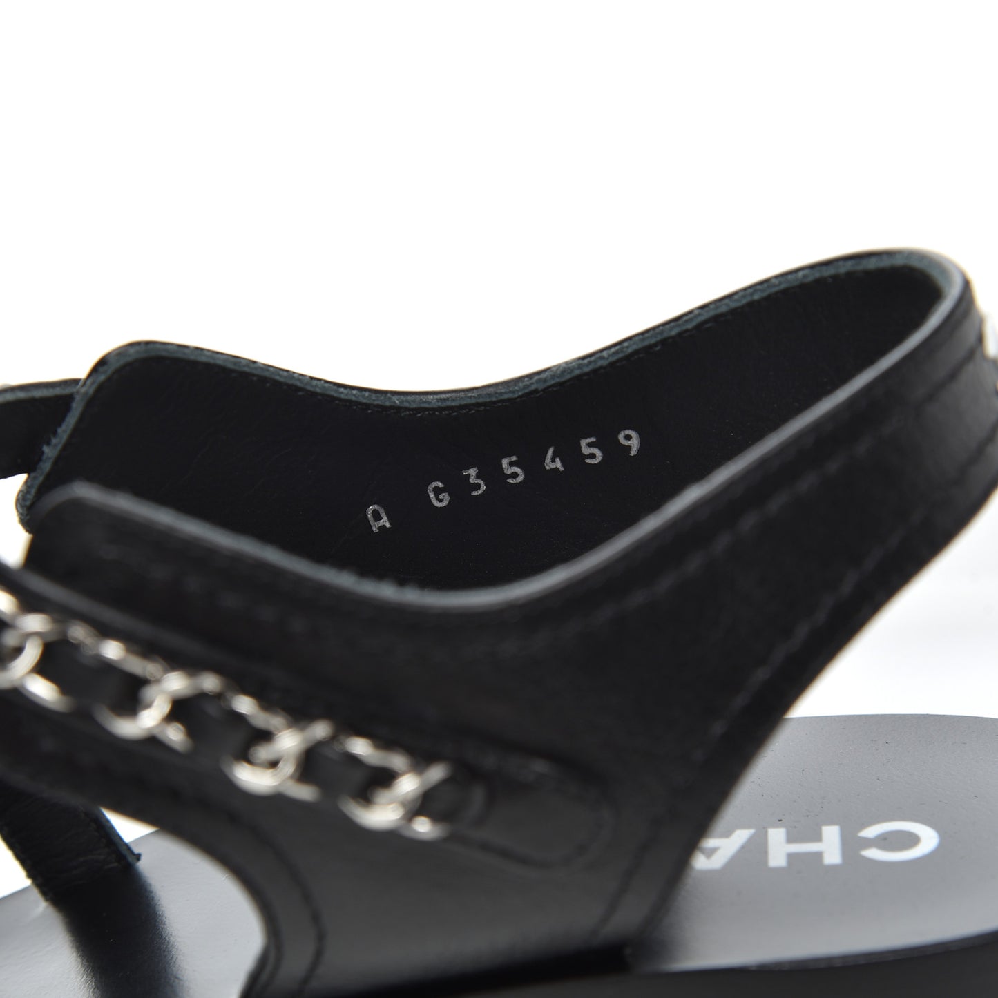 Calfskin Chain Sandals 38.5 Black