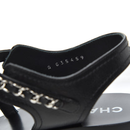 Chanel Calfskin Chain Sandals 38.5 Black 8 of 9