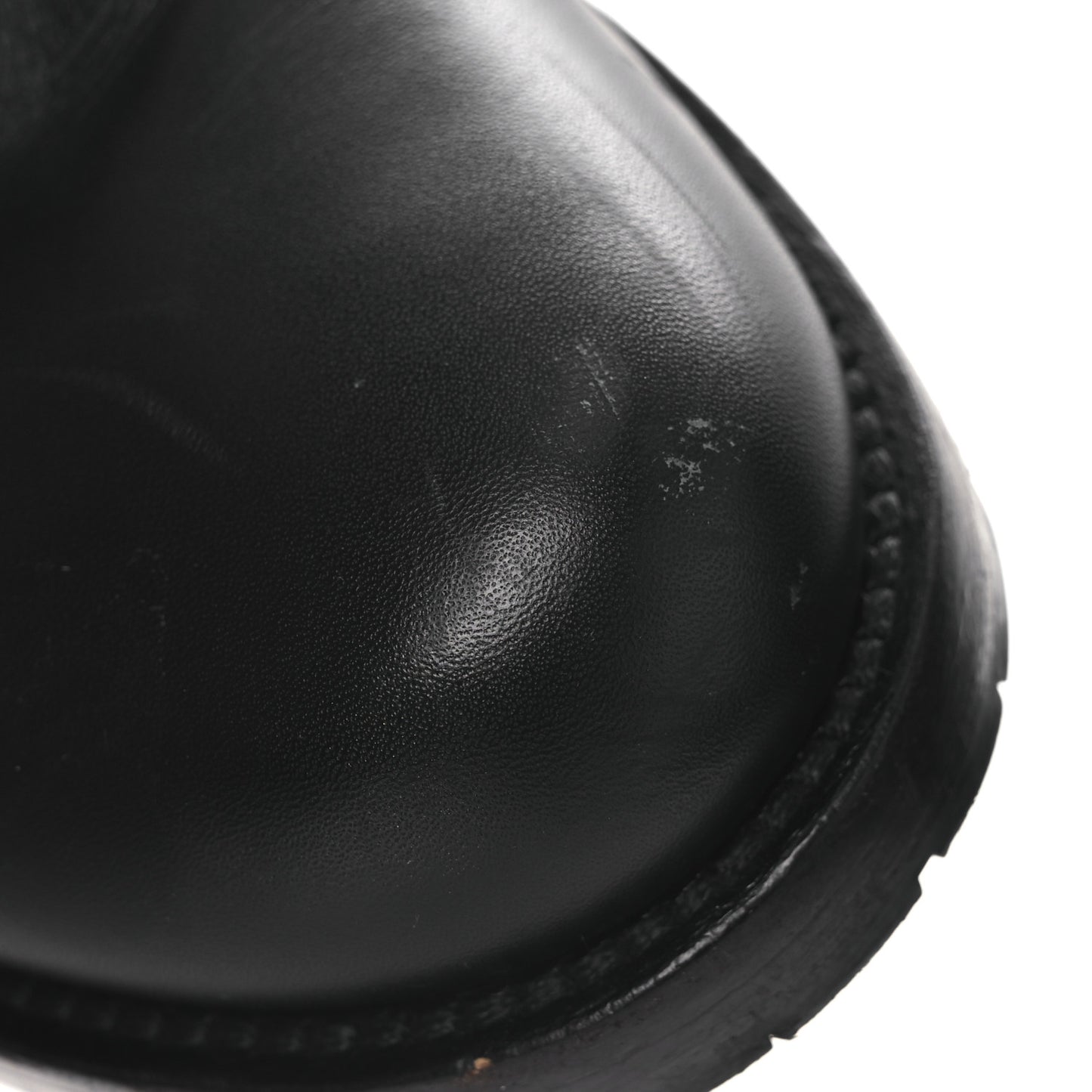 Calfskin Lock Studded 30mm Biker Boots 38 Black