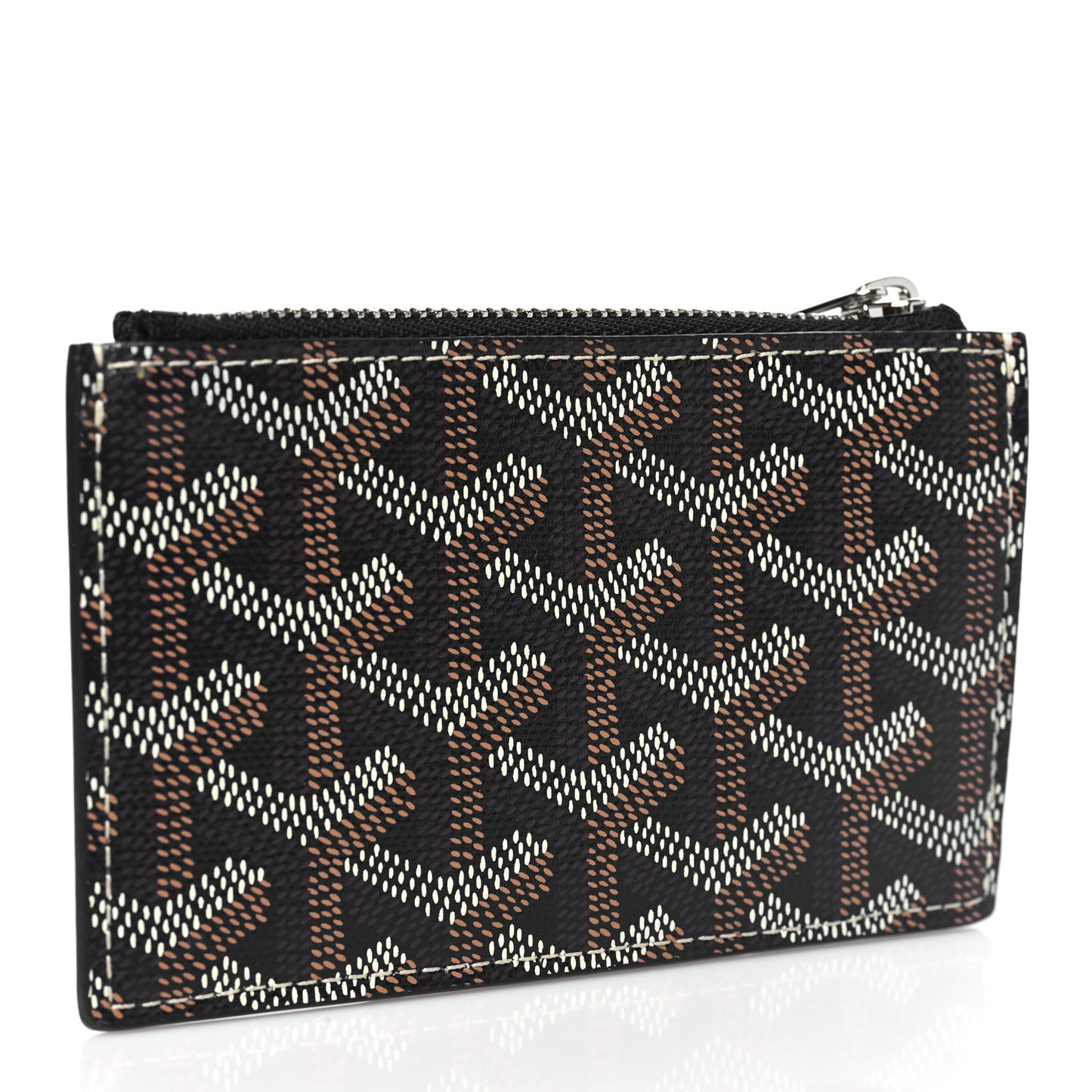 Goyardine Bourbon Zipped Card Holder Black