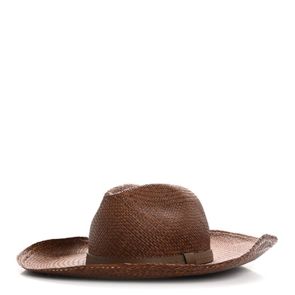 Gucci Straw Calfskin Wide Brim Hat M Brown 1 of 8
