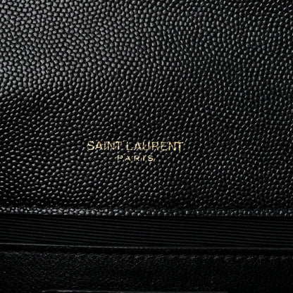 Saint Laurent Grain De Poudre Textured Mixed Matelasse Triquilt Medium Monogram Satchel Black 8 of 11
