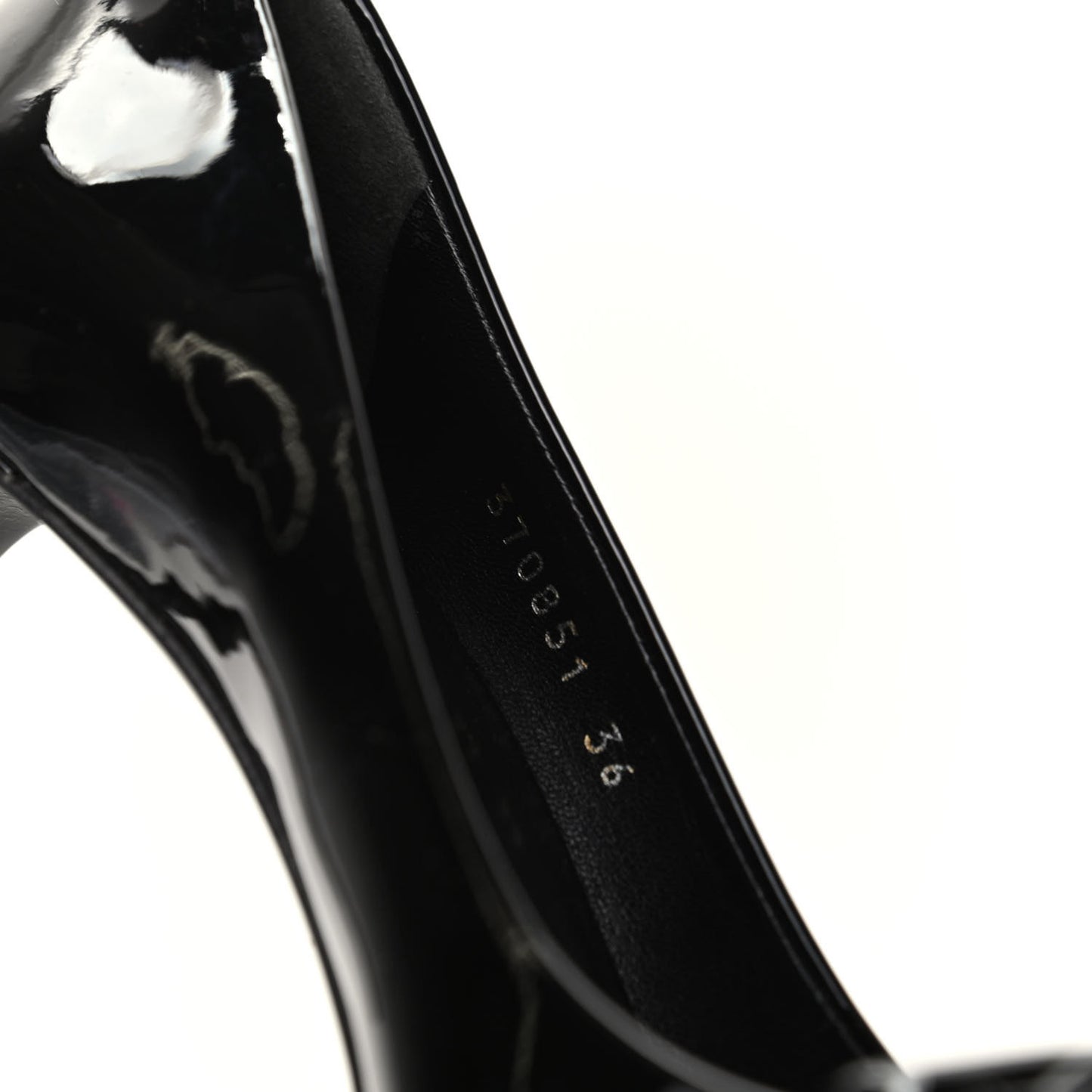 Patent Bow Mid Heel Pumps 36 Black