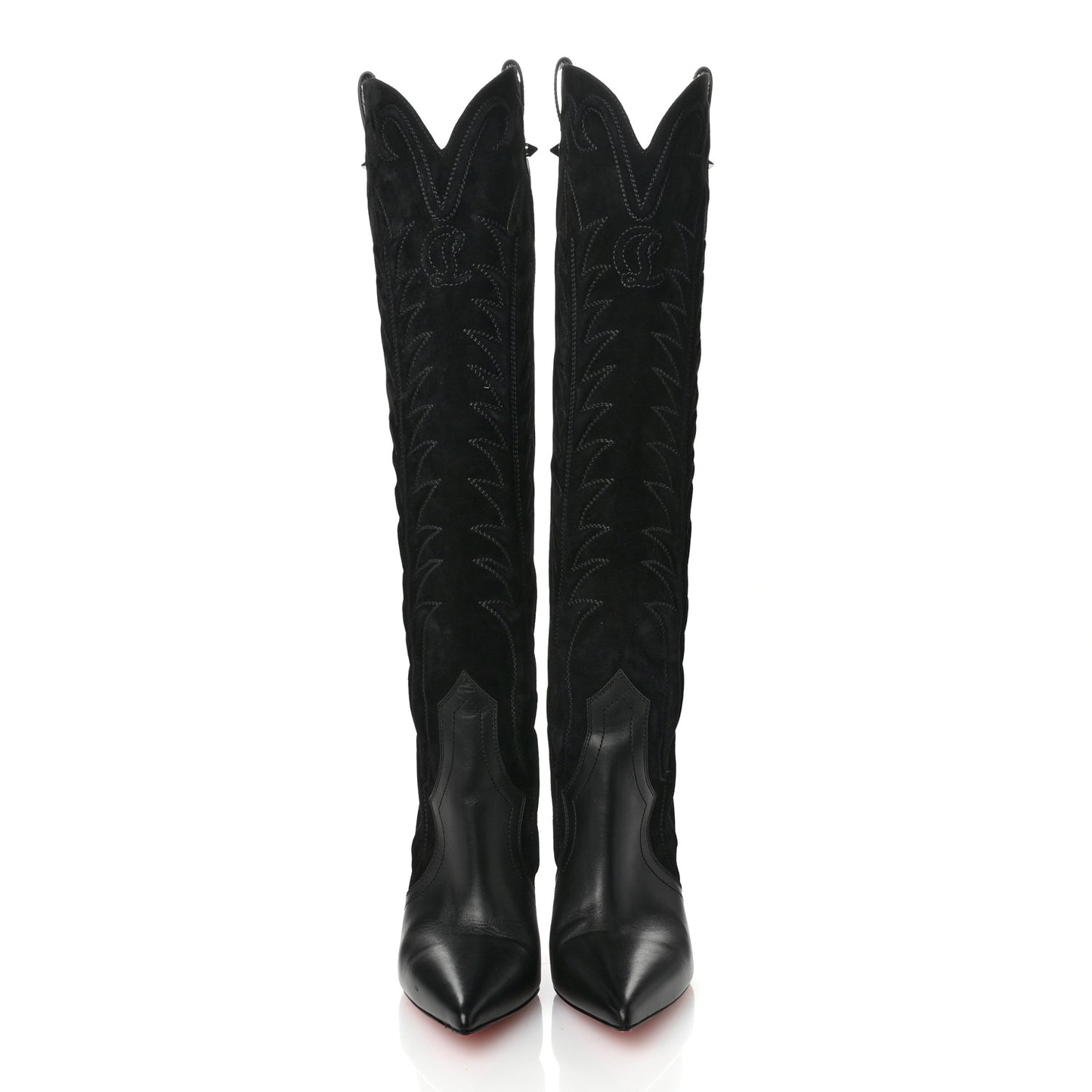 Calfskin Veau Velours Santia Botta 85 Tall Boots 39.5 Black