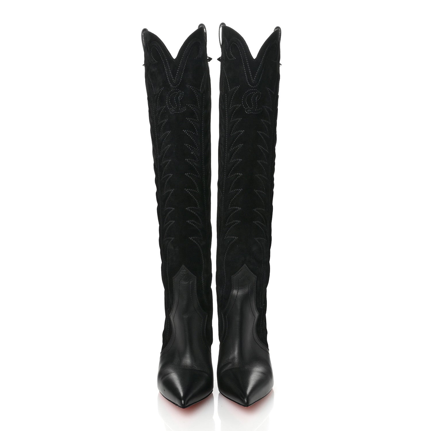 Christian Louboutin Calfskin Veau Velours Santia Botta 85 Tall Boots 39.5 Black 2 of 8