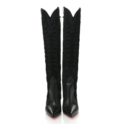 Christian Louboutin Calfskin Veau Velours Santia Botta 85 Tall Boots 39.5 Black 2 of 8