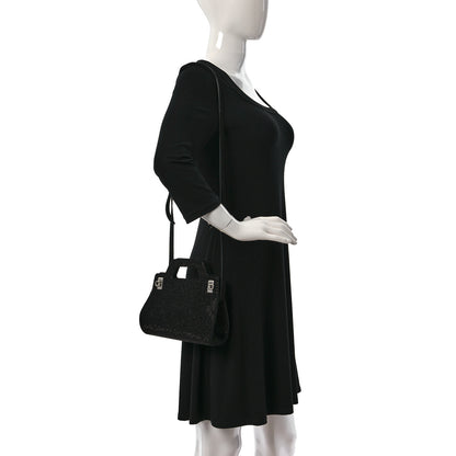 Salvatore Ferragamo Suede Crystal Embellished Mini Wanda Top Handel Black 2 of 10