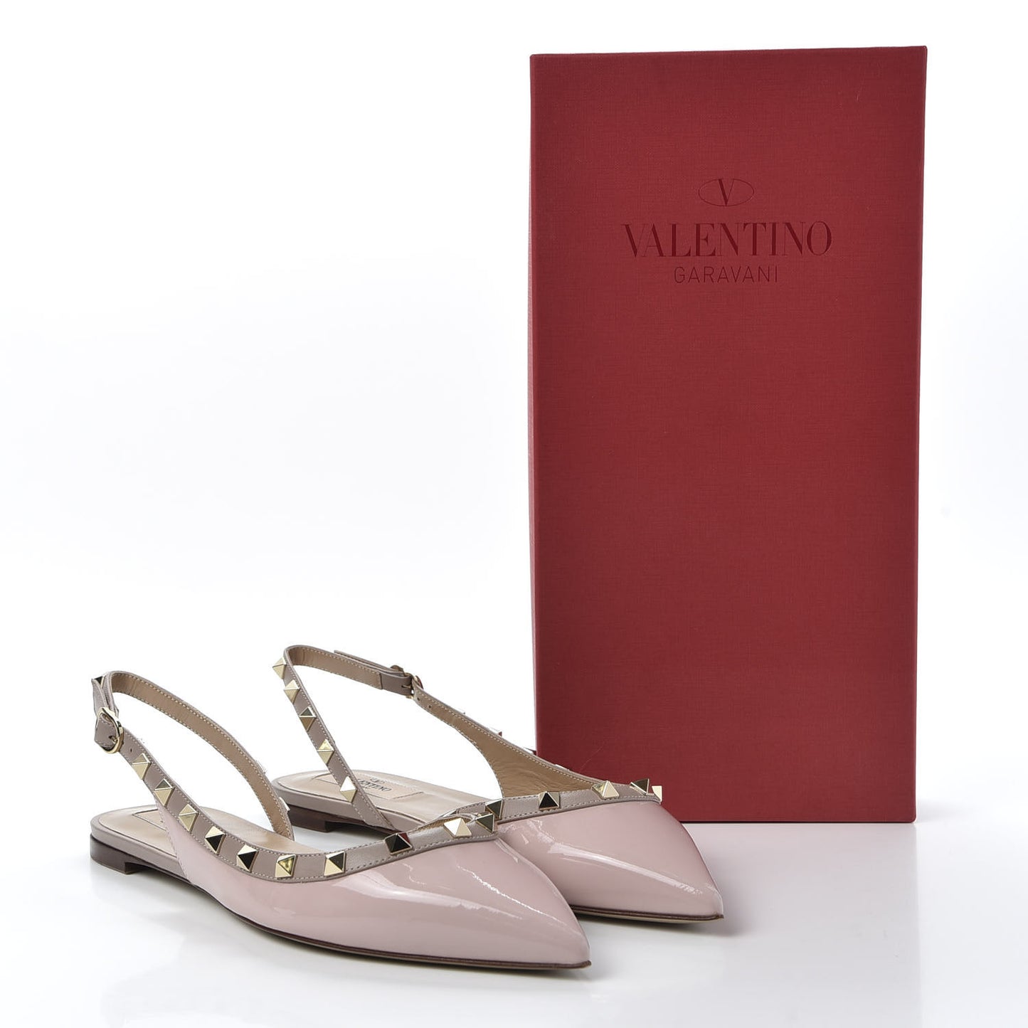 Patent Rockstud Slingback Flats 38.5 Poudre