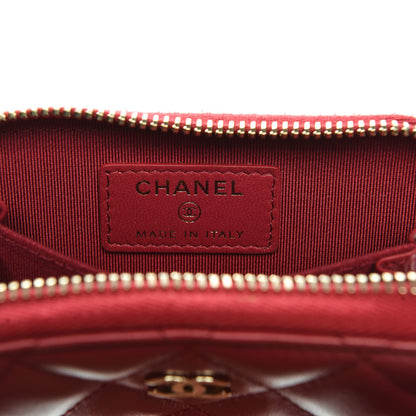 Chanel Lambskin Quilted Zip Around Coin Purse Dark Pink 6 of 7
