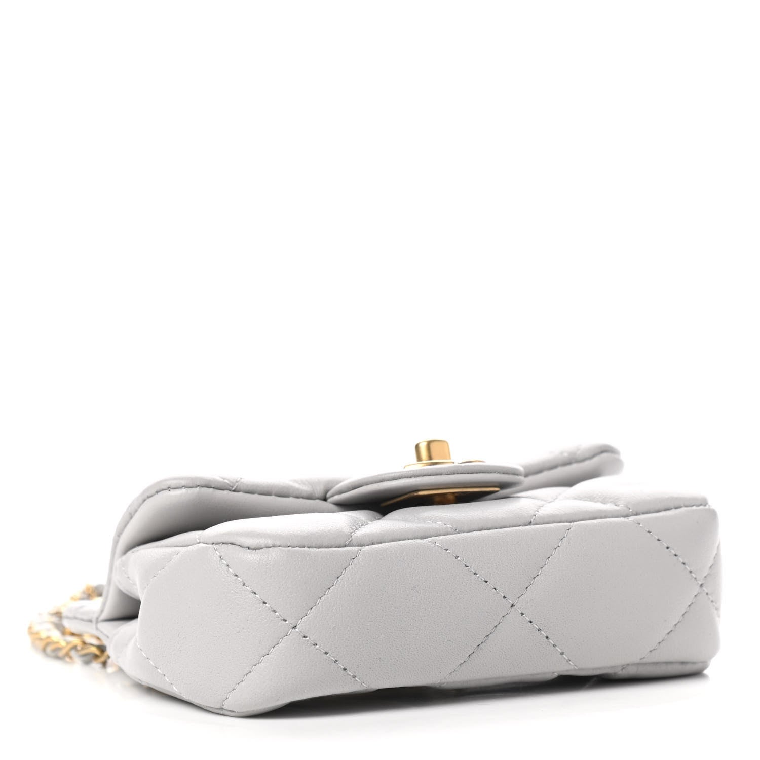 Chanel Calfskin Quilted Lady Handle Flap Card Holder With Chain Grey 4 of 10
