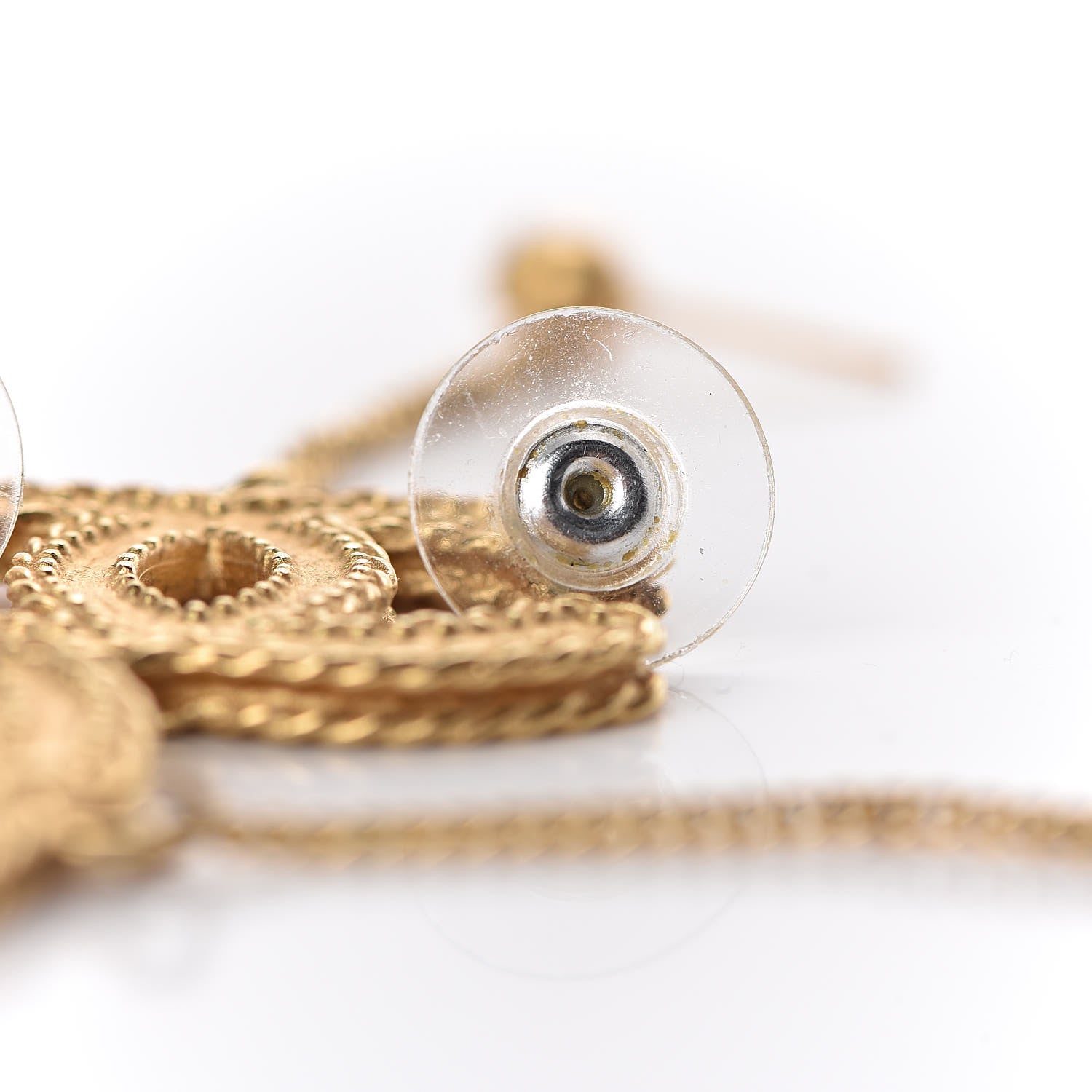 Chanel CC Drop Earrings Matte Gold 6 of 6