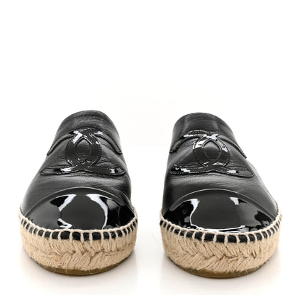 Chanel Iridescent Goatskin Patent CC Espadrille Mules 39 Black 2 of 8