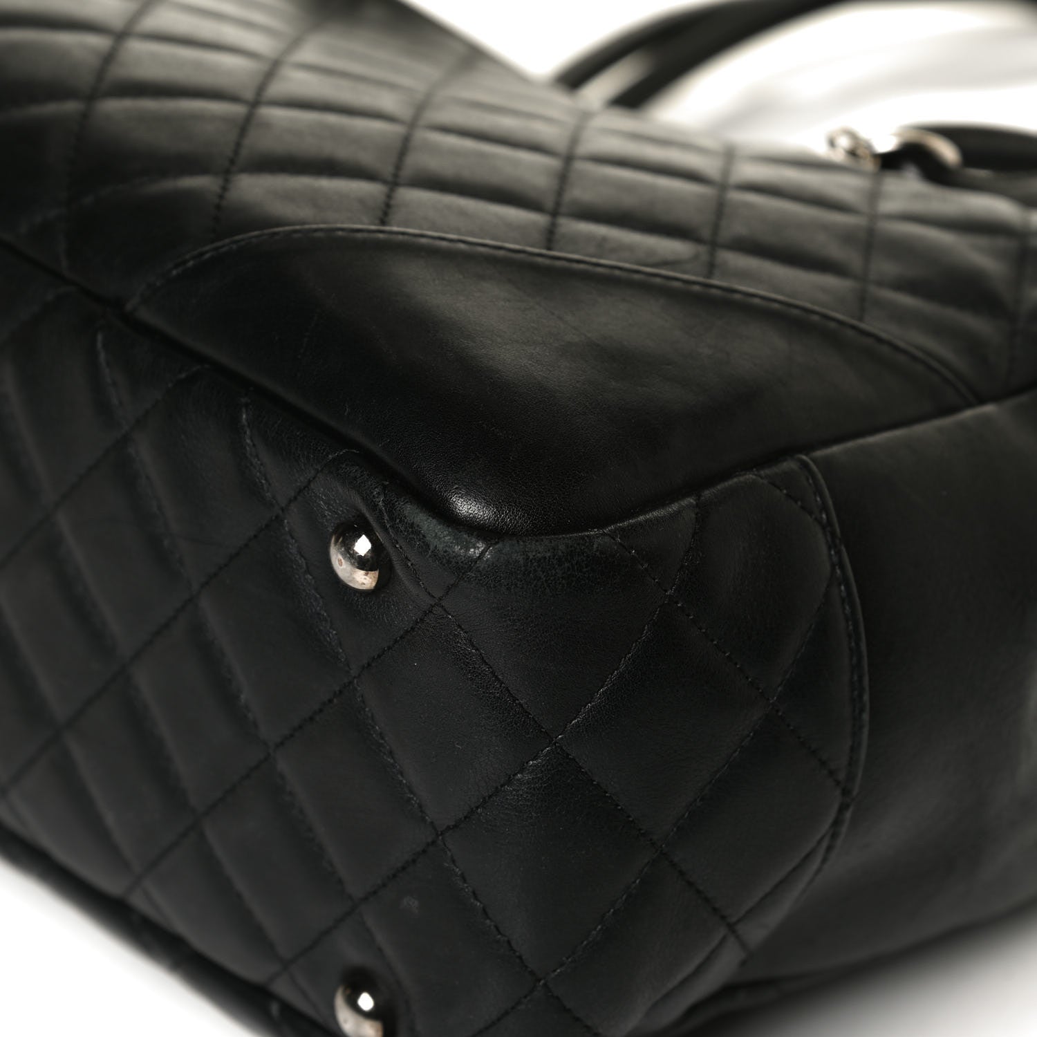 Chanel Calfskin Quilted Large Cambon Bowler Black White 13 of 17