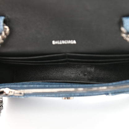 Balenciaga Nappa Denim Printed Hourglass Chain Bag Denim Blue 5 of 9