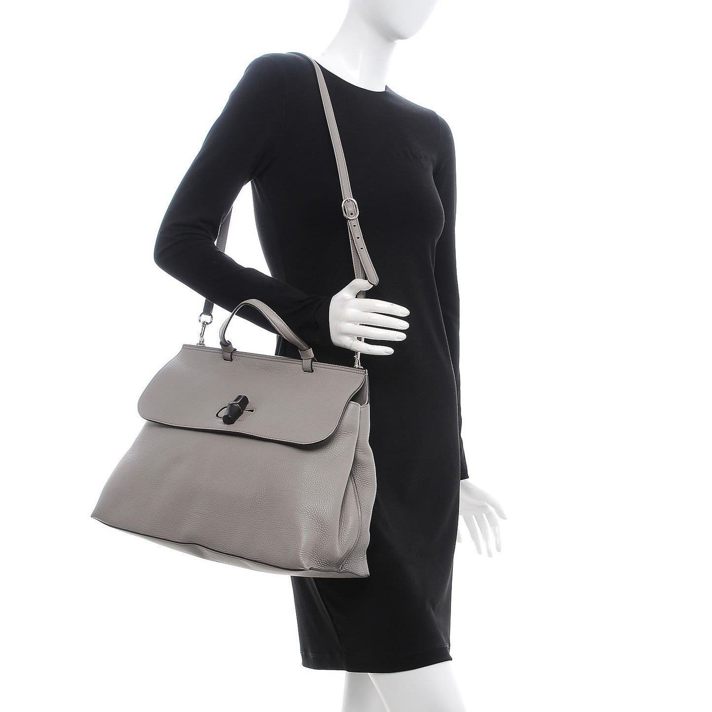 Cellarius Calfskin Large Bamboo Daily Top Handle Bag Storm Grey