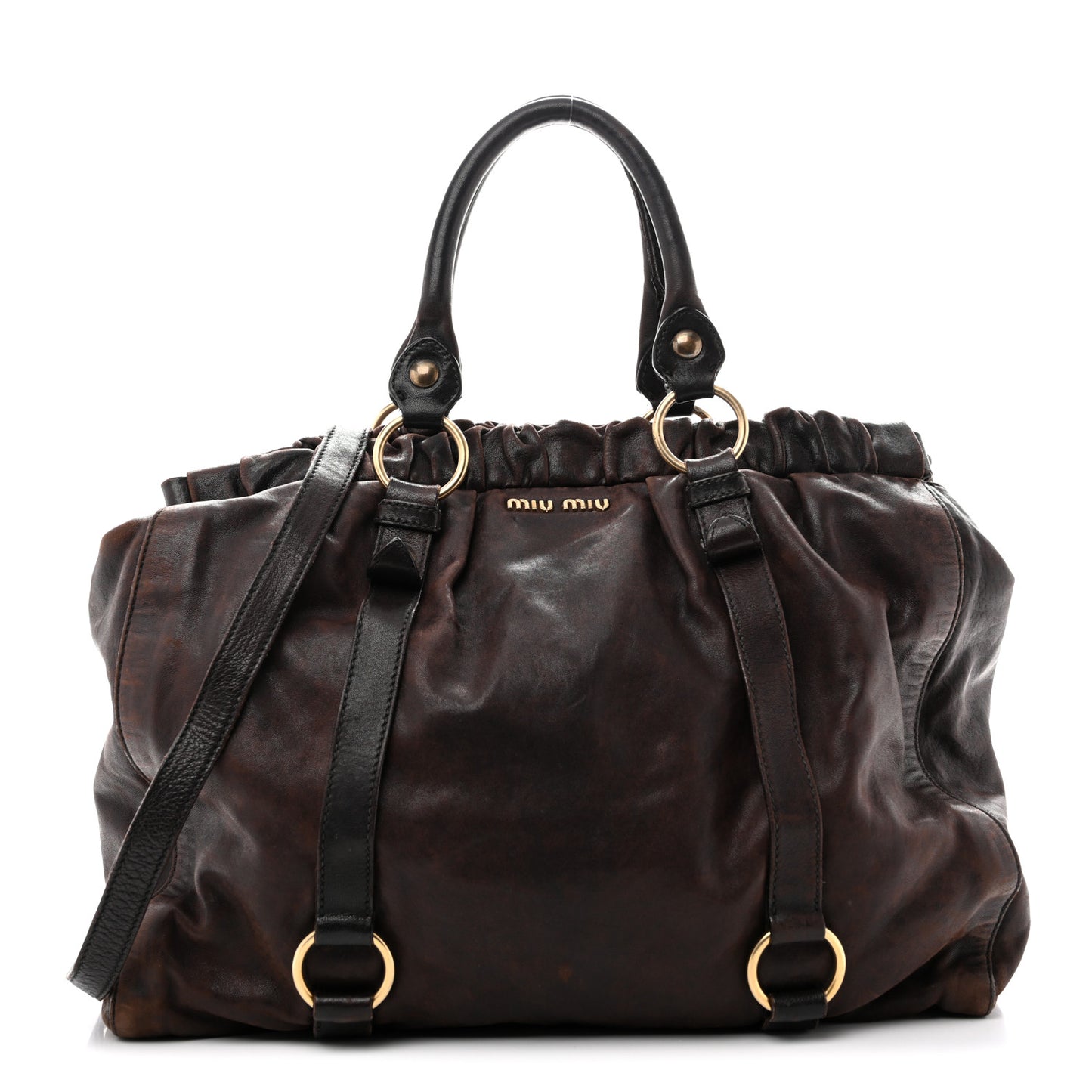 Vitello Lux Gathered Tote Brown