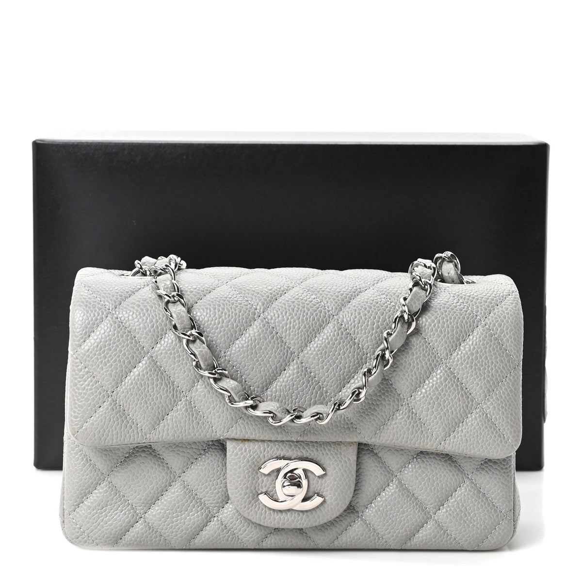 Chanel Caviar Quilted Mini Rectangular Flap Light Grey 11 of 11