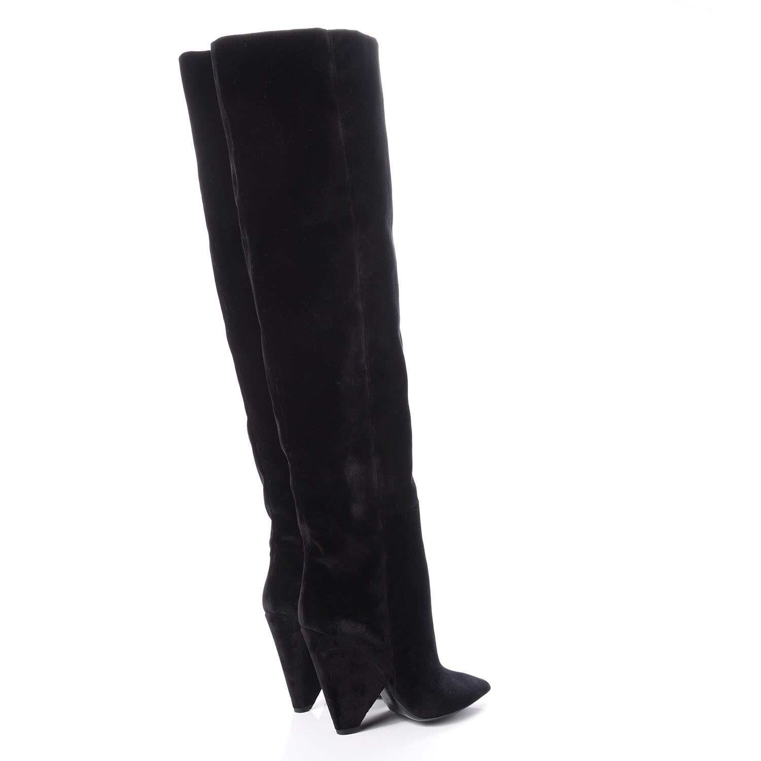 Saint Laurent Velvet Niki 105 Thigh High Boots 41 Black 4 of 6