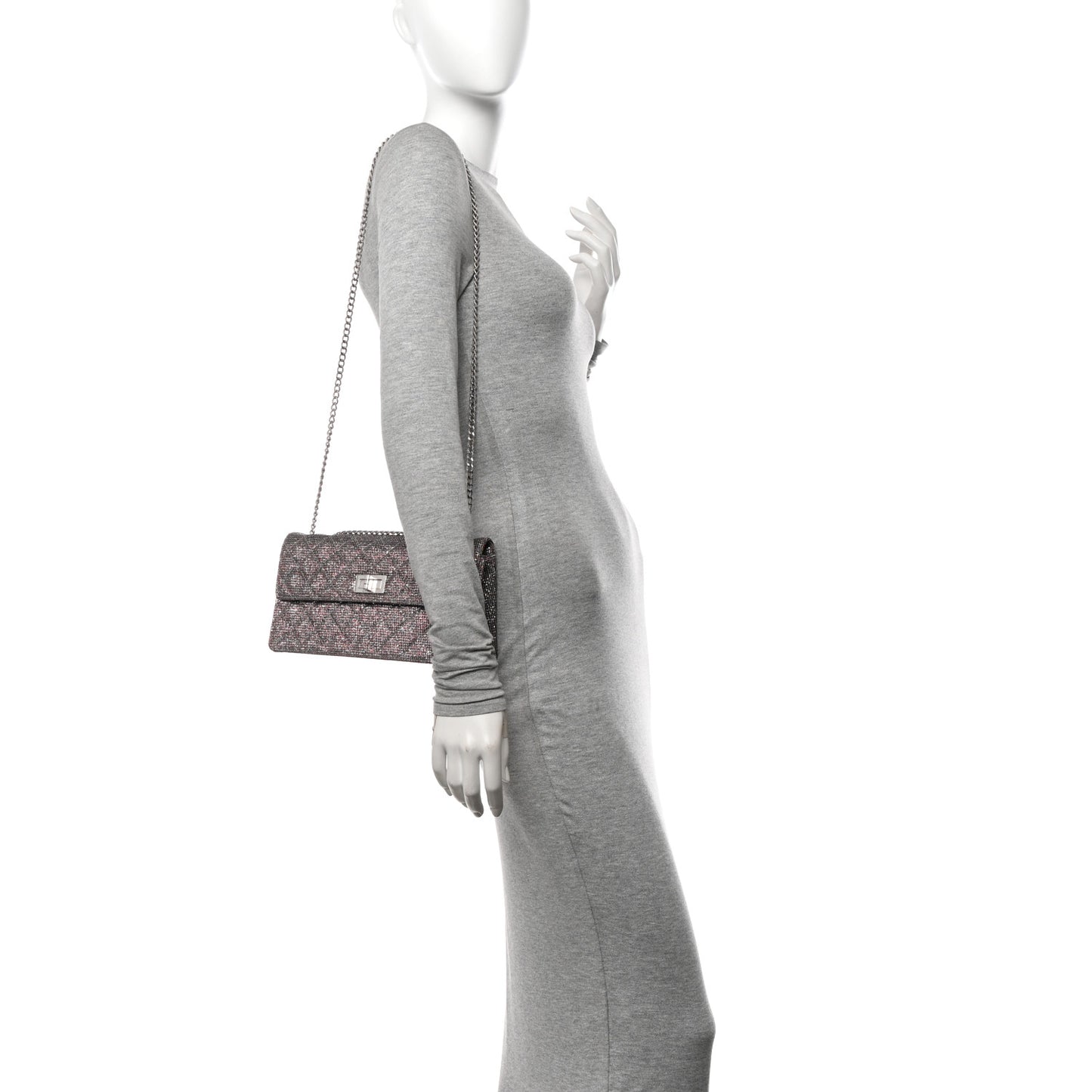 Crystal Quilted Mademoiselle Reissue 2.55 Flap Silver