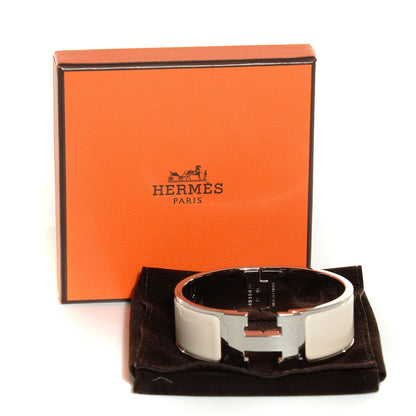Hermes Enamel Clic Clac H Wide Bracelet PM Blanc Percale 6 of 6