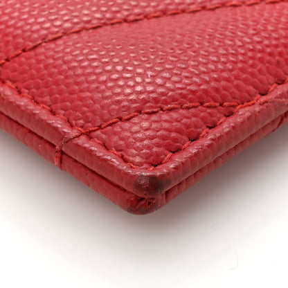 Saint Laurent Grain De Poudre Matelasse Chevron Monogram Credit Card Case Opyum Red 9 of 11