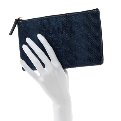 Chanel Woven Straw Raffia Deauville Cosmetic Pouch Blue 2 of 11