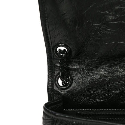 Saint Laurent Crinkled Calfskin Matelasse Monogram Medium Niki Chain Satchel Black 12 of 13