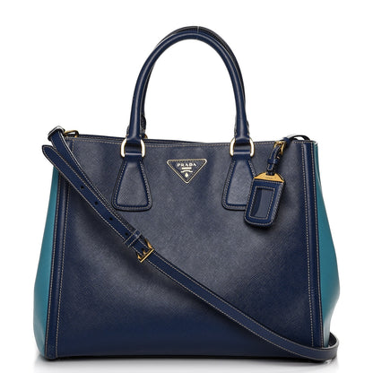 Prada Saffiano Lux Medium Bi-Color Tote Bluette Turchese 1 of 11