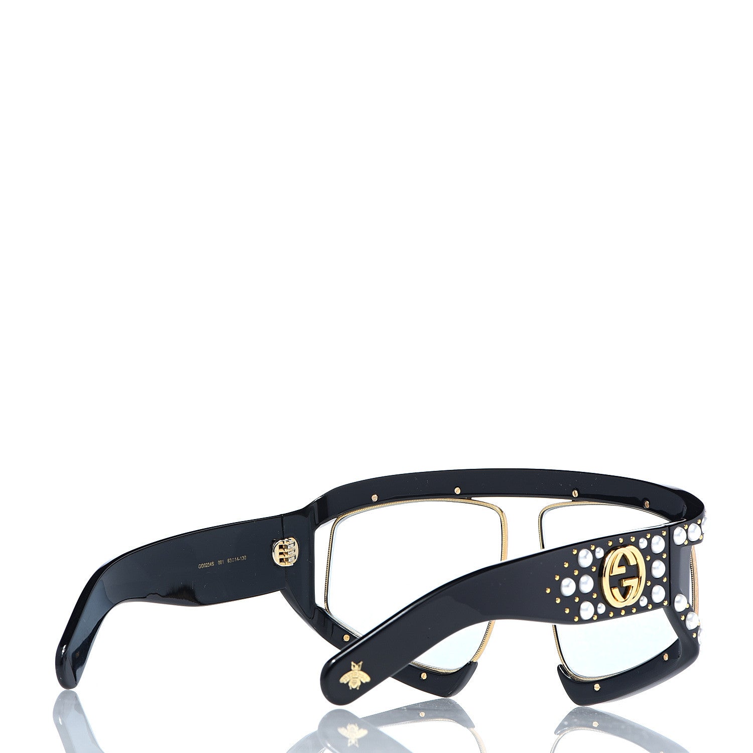 Gucci Acetate Pearl Rectangular Frame Sunglasses GG0234S Black 4 of 7