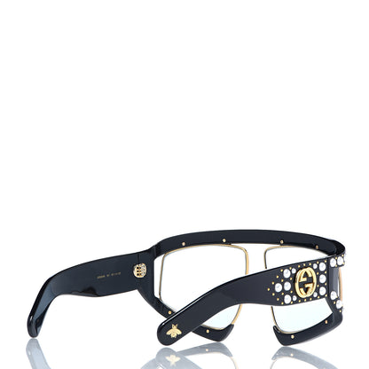 Gucci Acetate Pearl Rectangular Frame Sunglasses GG0234S Black 4 of 7