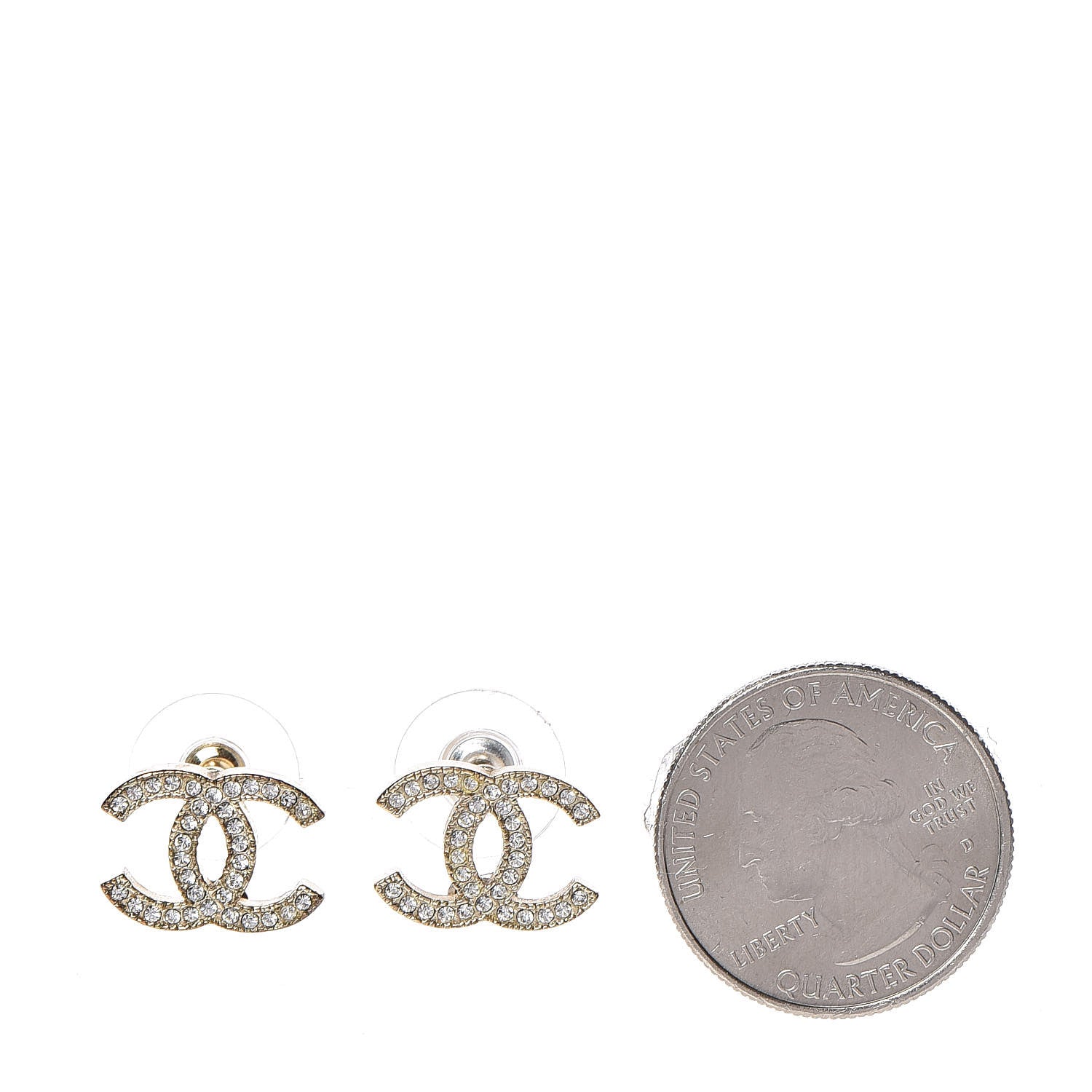 Chanel Crystal CC Earrings Gold 2 of 7