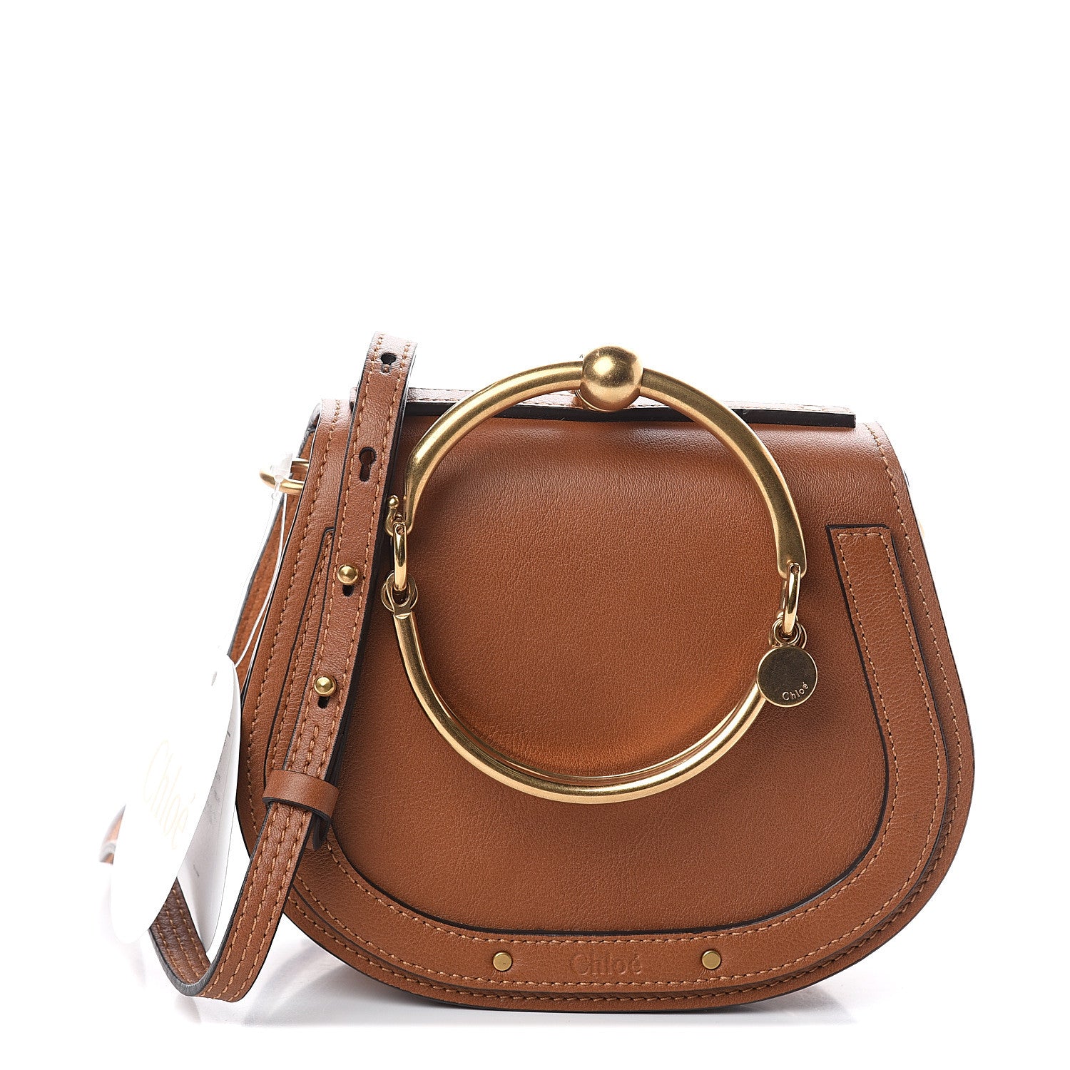 Chloe Calfskin Suede Small Nile Bracelet Bag Caramel 1 of 8