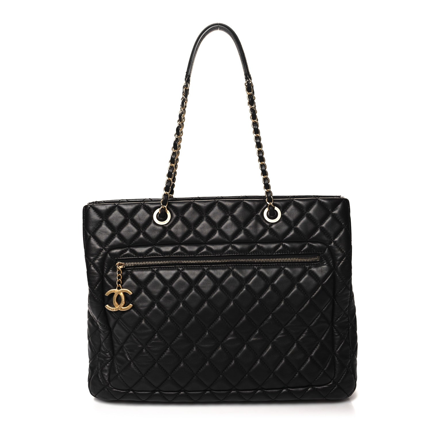 Chanel Lambskin Quilted CC Pocket Shopping Tote Black 1 of 13