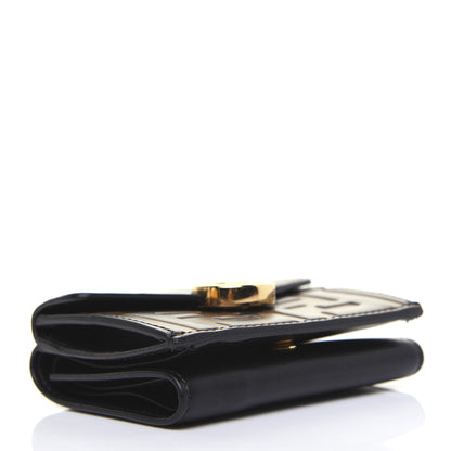 Fendi Vitello Liberty F is Fendi Bi-Color FF 1974 Embossed Micro Tri-Fold Envelope Wallet Maya Black 4 of 13