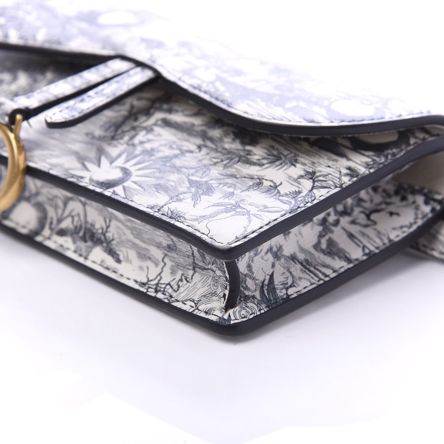 Christian Dior Calfskin Jardin Naturel Print Saddle Belt Bag Latte Multicolor 7 of 9