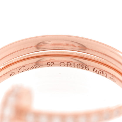 Cartier 18K Pink Gold Diamond Double Juste Un Clou Paved Ring 52 6 4 of 5