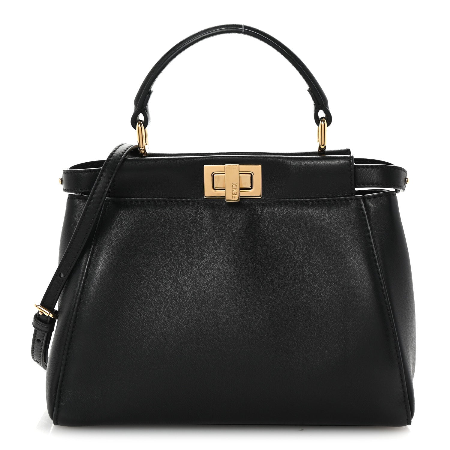 Fendi Nappa Mini Peekaboo Iconic Satchel Black 1 of 9