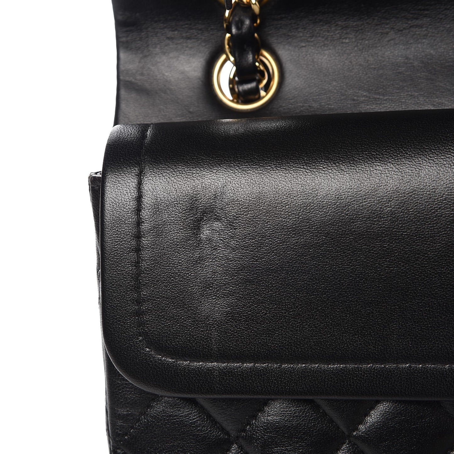 Lambskin Quilted Medium Double Flap Black