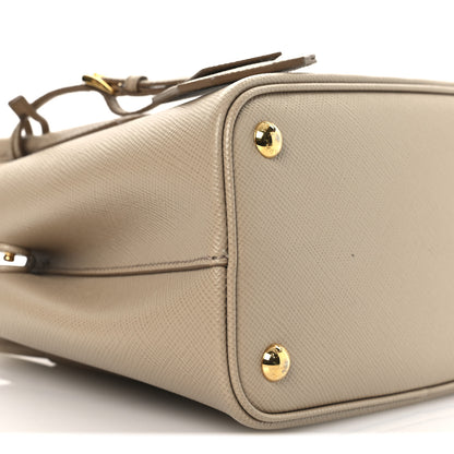 Prada Saffiano Cuir Mini Double Bag Sabbia 9 of 10
