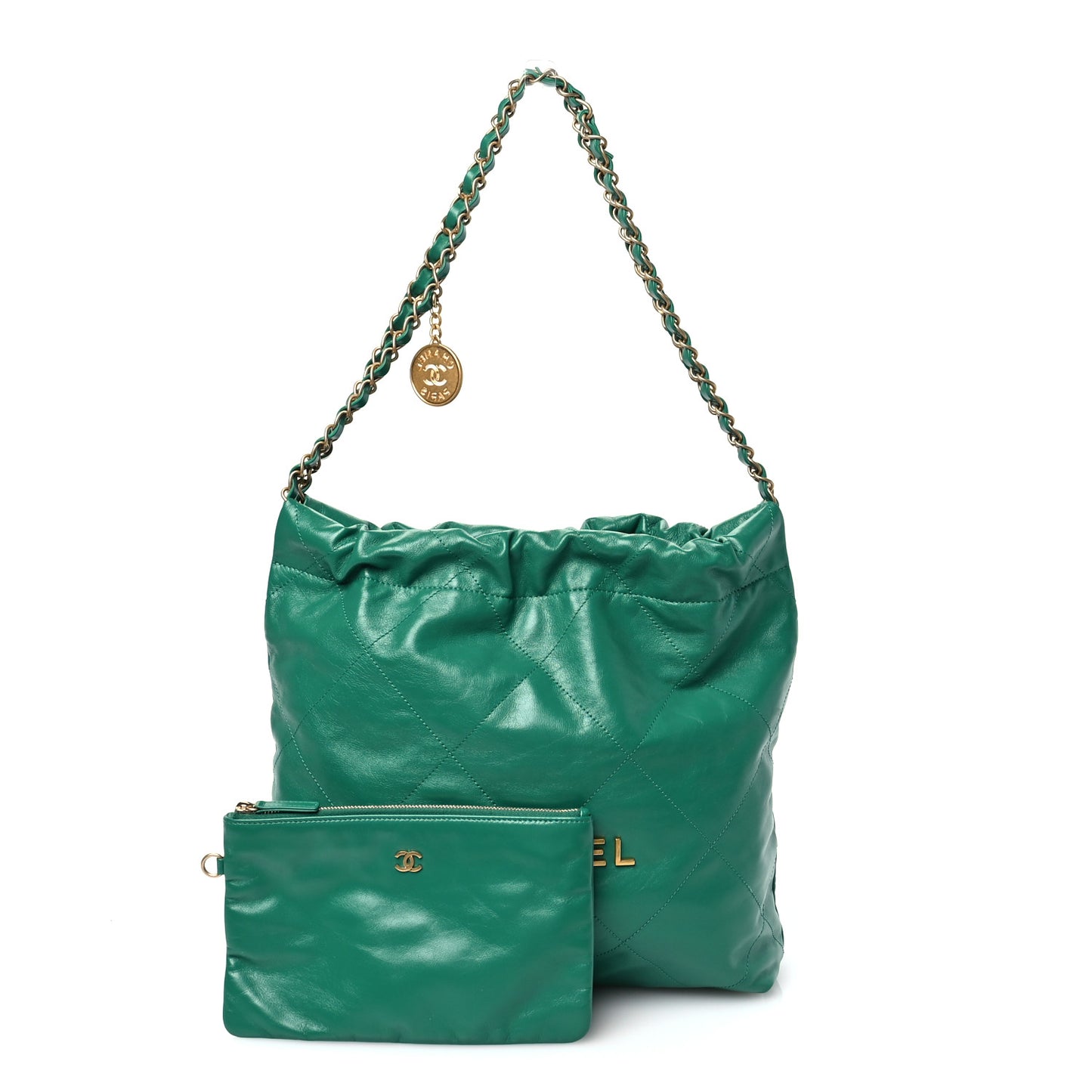 Shiny Calfskin Quilted Small Chanel 22 Green