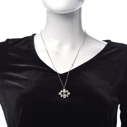 Chanel Baguette Crystal CC Pendant Necklace Silver 2 of 6